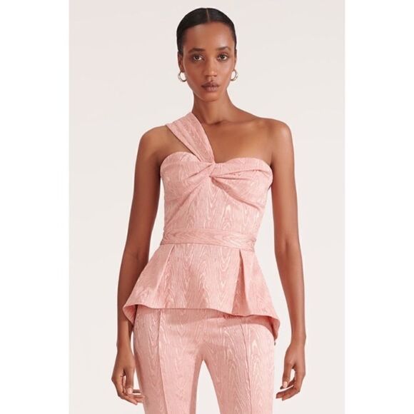 Veronica Beard Sufiana Moire One Shoulder Top 0 - Picture 1 of 9